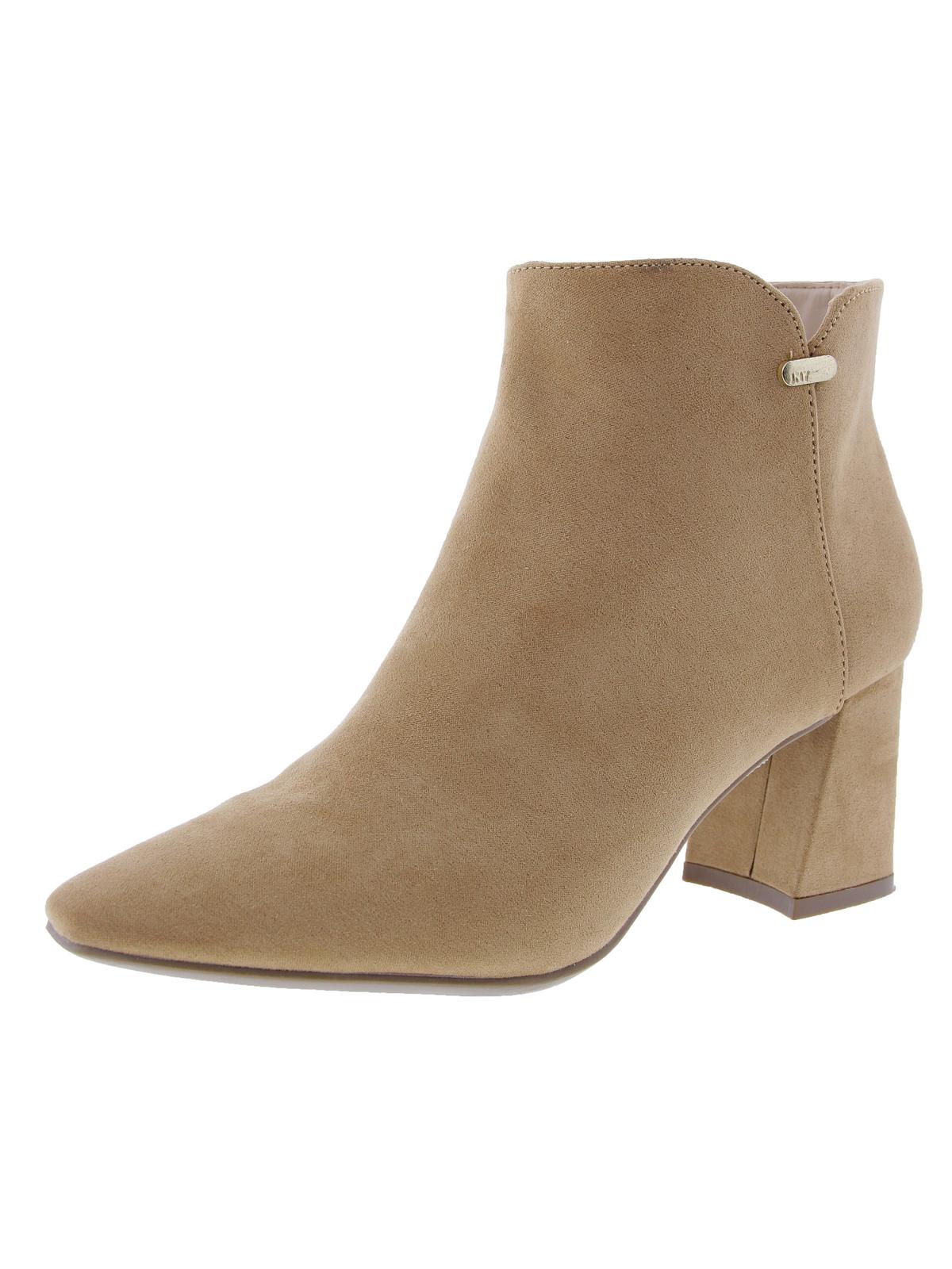 Jones New York Womens JNYDELNO Block Heel Faux Suede Ankle Boots